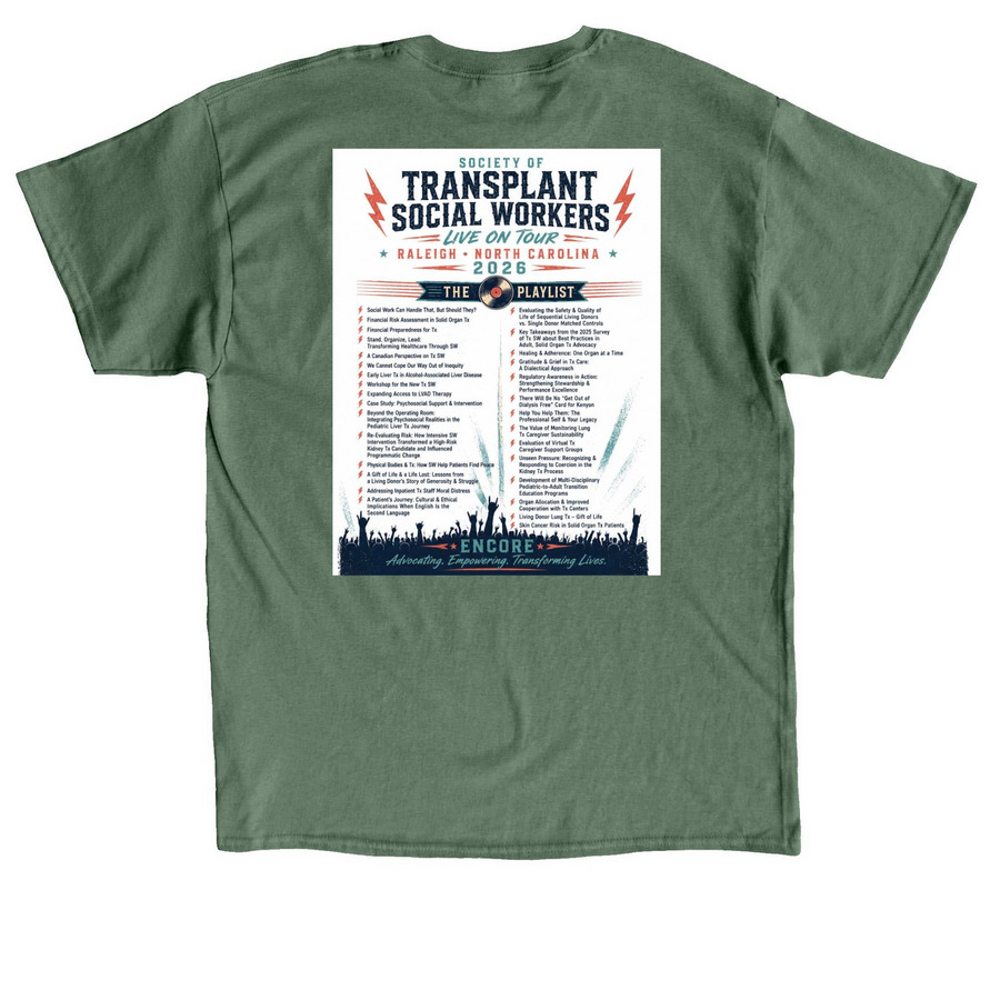 STSW 26, a Military Green Classic Unisex Tee (back-view)