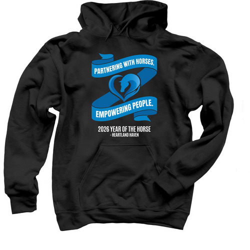 Heartland Haven - Partnering with Horses, a Black Pullover Hoodie