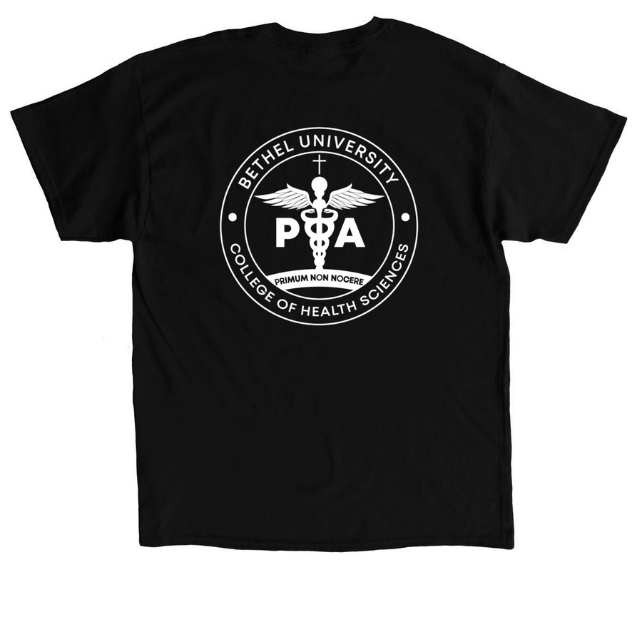 Design #2 with back logo, a Black Classic Unisex Tee (back-view)