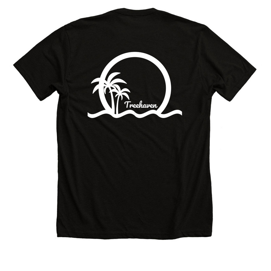 Summer Sunset, a Solid Black Blend Premium Unisex Tee (back-view)