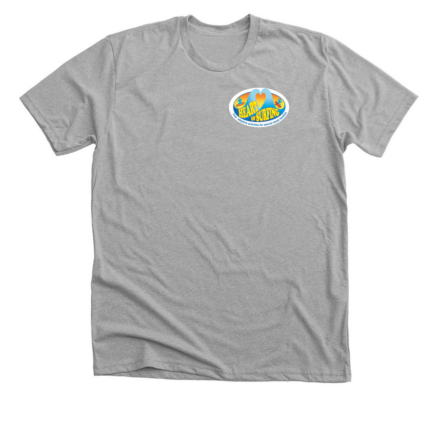 Heart Of Surfing- Ocean Playground Backside, a Athletic Heather Premium Unisex Tee