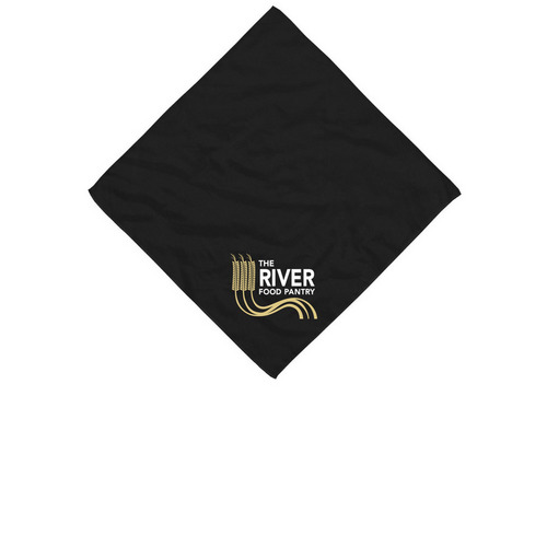 The River Logo - Bandana, a Black Cotton Bandana