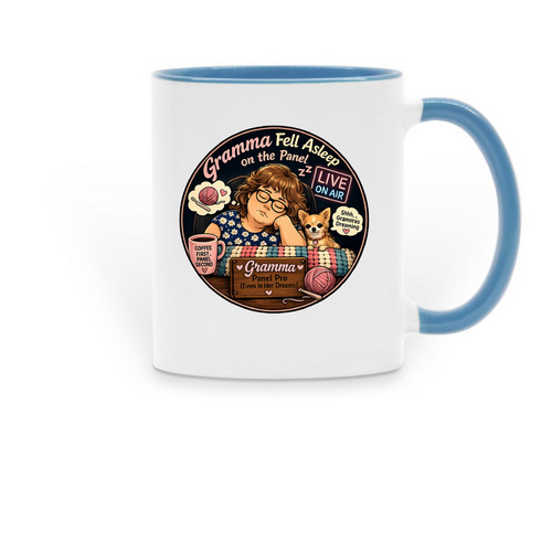 Gramma's Sleepy, a Light Blue Two-Tone Ceramic Mug