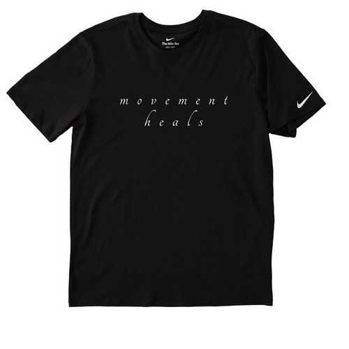 Movement Heals, a Black Nike Dri-FIT Jersey Blend Performance Tee