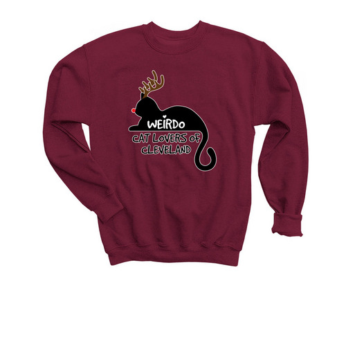 Merry Catsmas Weirdos!, a Maroon Youth Crewneck Sweatshirt