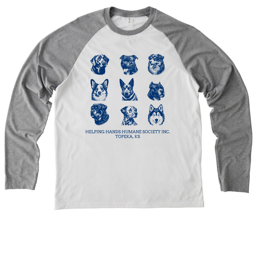 Dogs, Dogs, Dogs!, a Aluminum Grey/ Bright White Allmade Eco Triblend Colorblock Raglan Long Sleeve Tee
