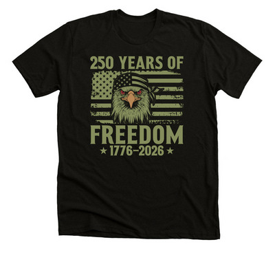 250 Years of Freedom, a Black Heather Premium Unisex Tee