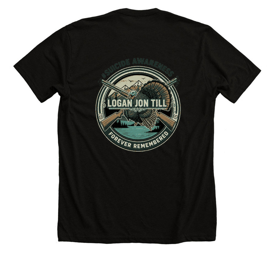 Logan Till Memorial????, a Solid Black Blend Premium Unisex Tee (back-view)