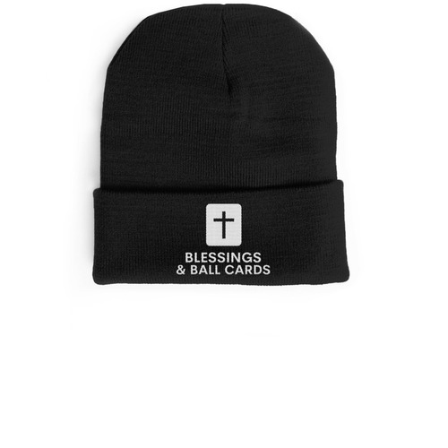 Blessings and ball cards winter beanie&nbsp;, a Black Cuffed Beanie
