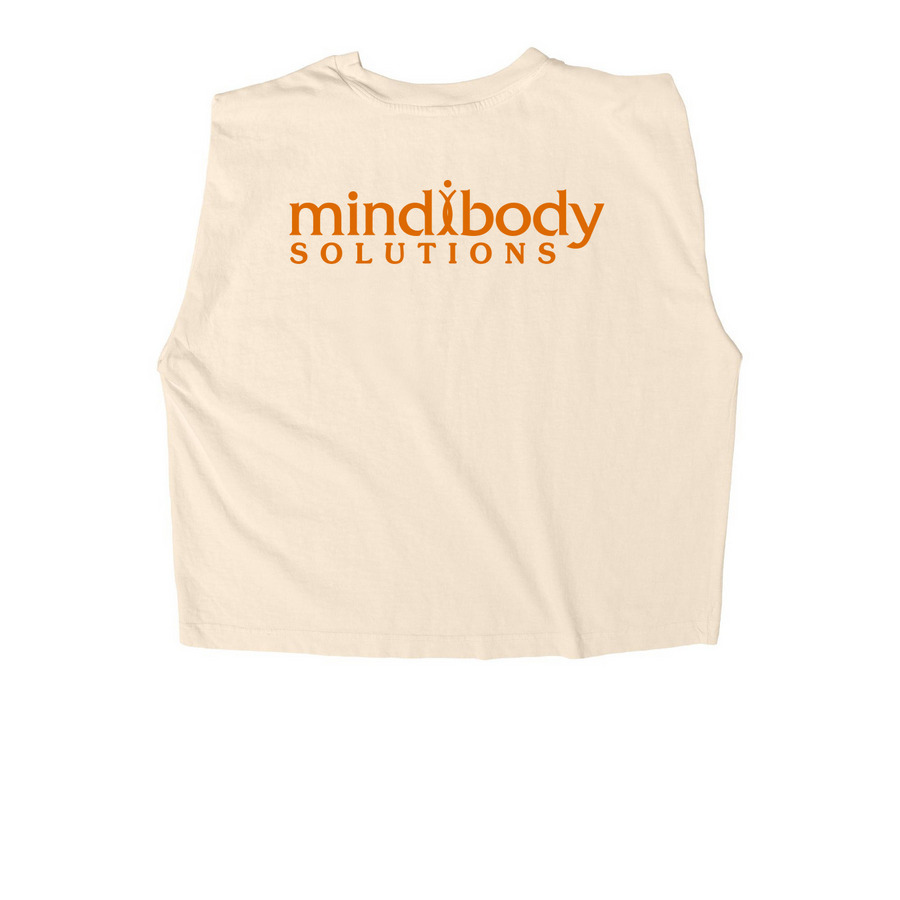 Get in the Groove, a Faded Cream Women's Heavyweight Garment Dye Muscle Tee (back-view)