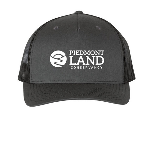 PLC Trucker Hat, a Charcoal/ Black Printed Five-Panel Trucker Cap
