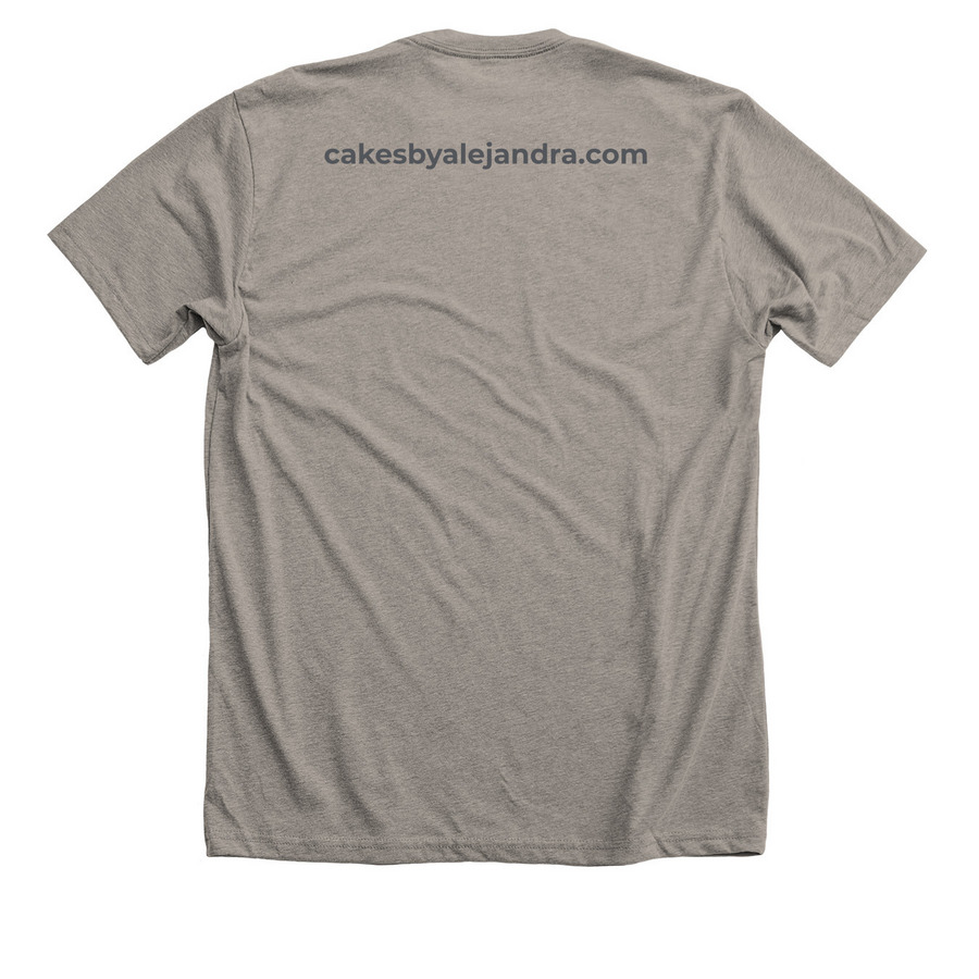 Cakes by Alejandra Slice, a Heather Stone Premium Unisex Tee (back-view)