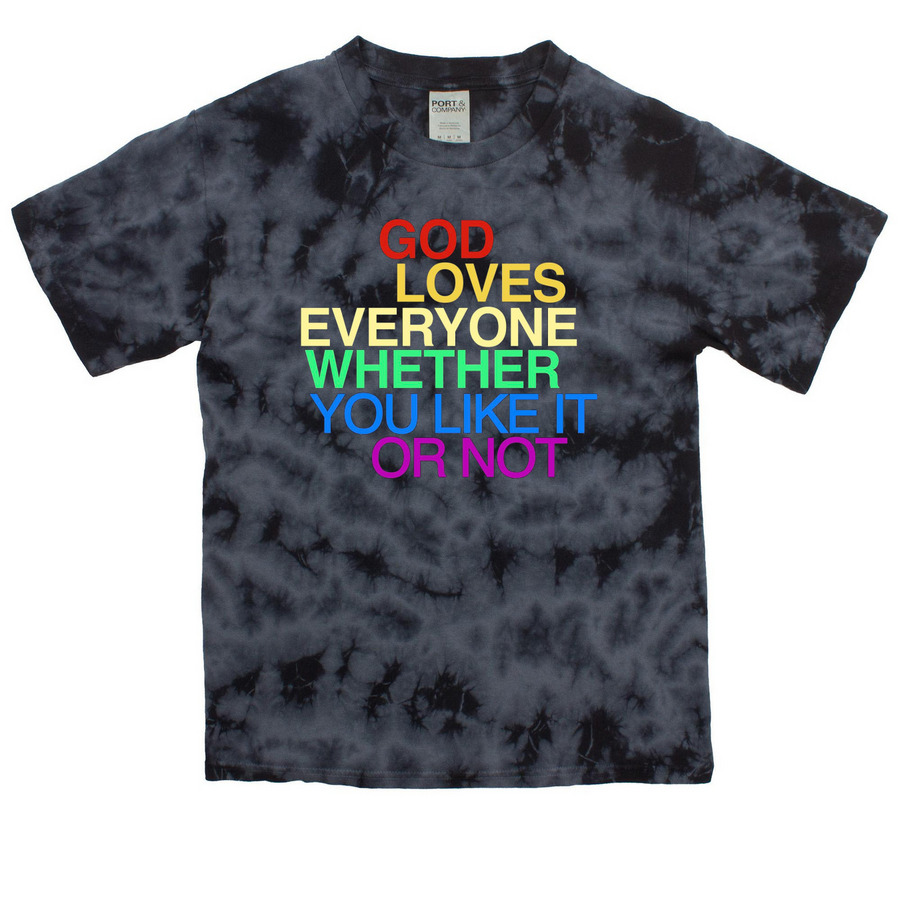 god loves everyone, a Black Youth Crystal Tie Dye Tee