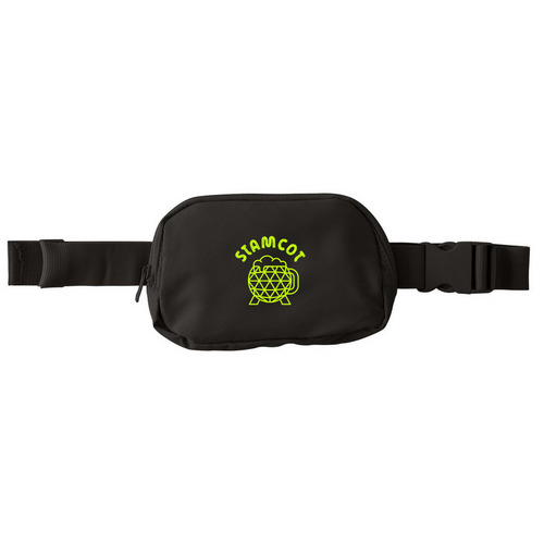 Neon Lime Logo Waistbag, a Deep Black Matte Hip Pack