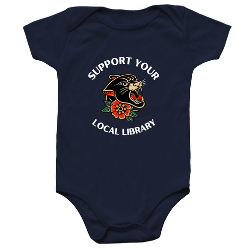 Support Your Local Library, a Navy Infant Onesie