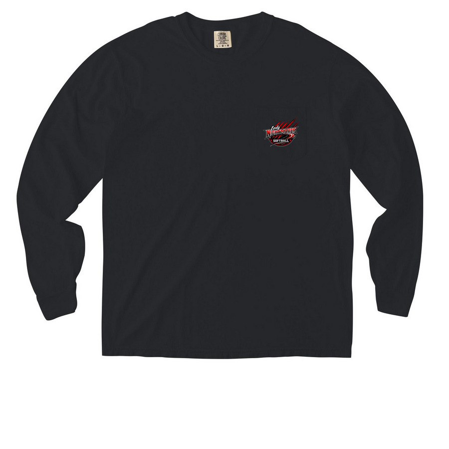 NNA, a Black Comfort Colors Long Sleeve Pocket Tee