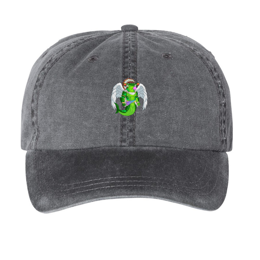 Shack Angel Cap, a Black Printed Pigment Dye Baseball Cap