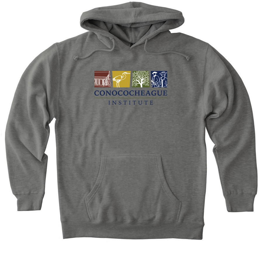 Conococheague Institute Logo Apparel, a Gunmetal Heather Heavyweight Pullover Hoodie