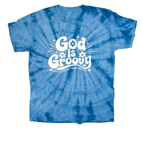 Groovy God, a Baby Blue Classic Tie Dye Tee