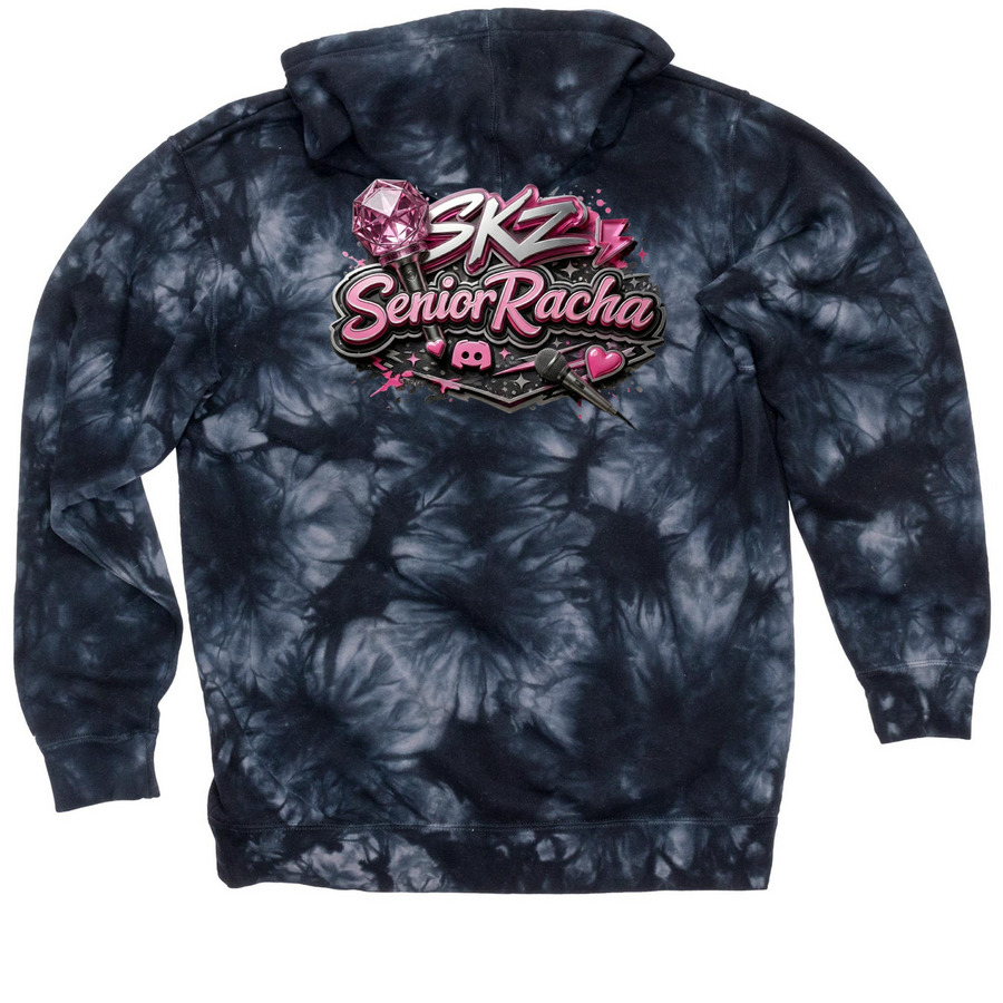 The SeniorRacha STAY Collection, a Black Tie Dyed Pullover Hoodie (back-view)