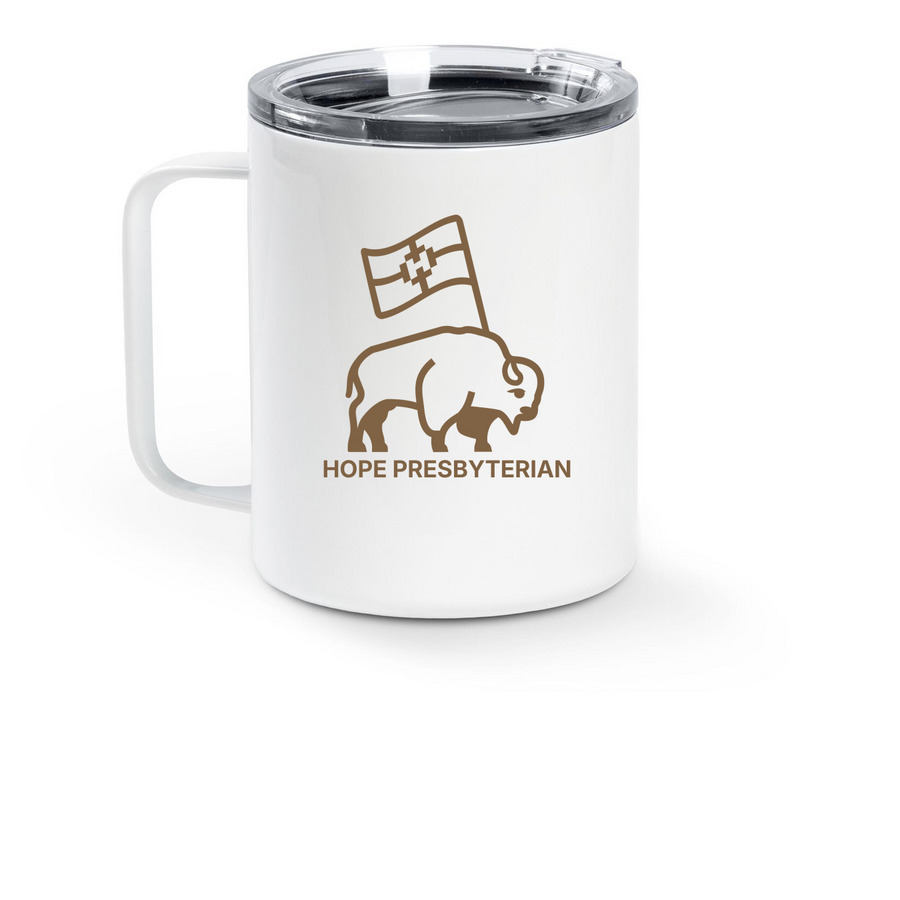 Hope Camping Mugs, a White Stainless Steel Travel Mug (back-view)