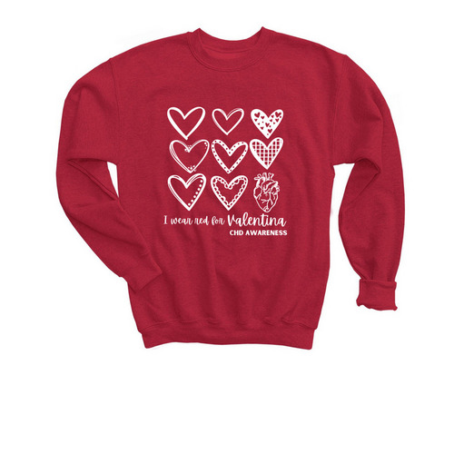 Wear red for Valentina, a Red Youth Crewneck Sweatshirt