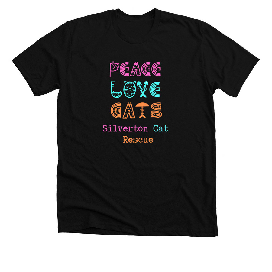2024 Peace Love Cats, a Solid Black Blend Premium Unisex Tee