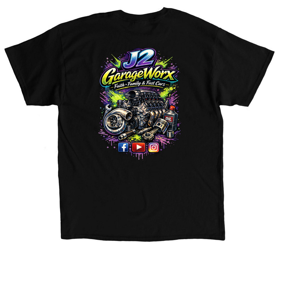 J2GW Kinetic Khaos, a Black Classic Unisex Tee (back-view)