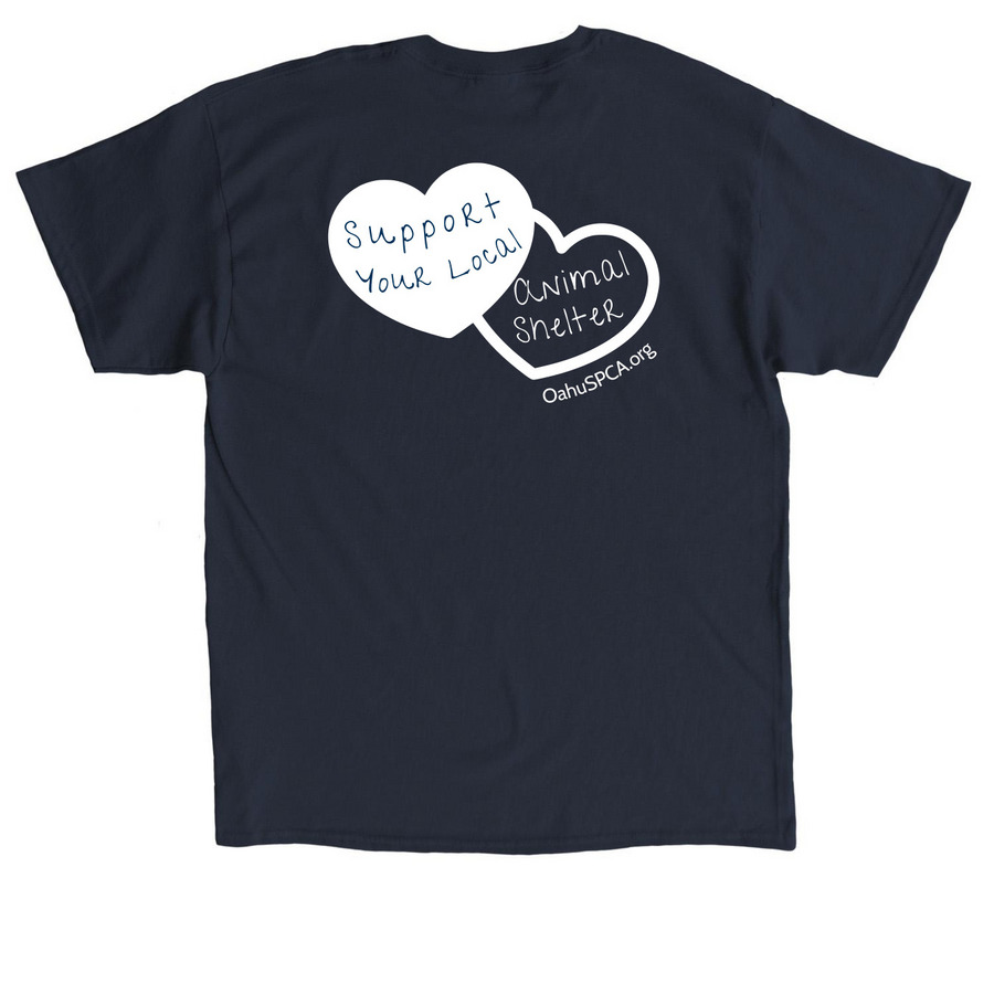 Oahu SPCA Hearts- The Cool Colors, a Navy Classic Unisex Tee (back-view)
