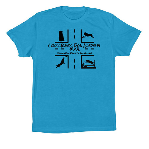 CrossRoad Dog Academy Logo Apparel, a Aqua Premium Cotton Tee