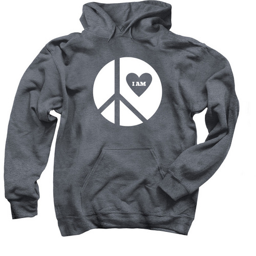 I AM Peace & Love, a Dark Heather Pullover Hoodie