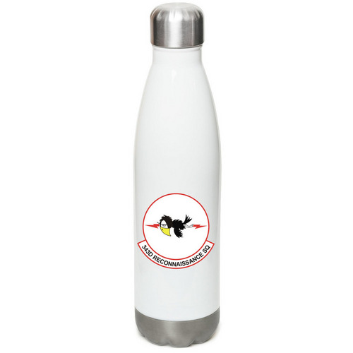 343d Patch - Water Bottle, a White Stainless Steel Water Bottle