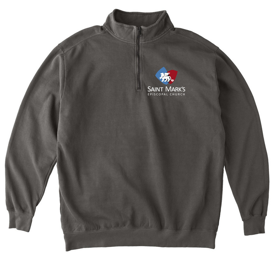 Saint Mark's Quarter Zip, a Pepper Comfort Colors Quarter Zip Pullover