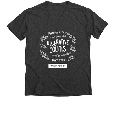 Ulcerative Colitis Awareness, a Dark Grey Heather Premium V-Neck Tee