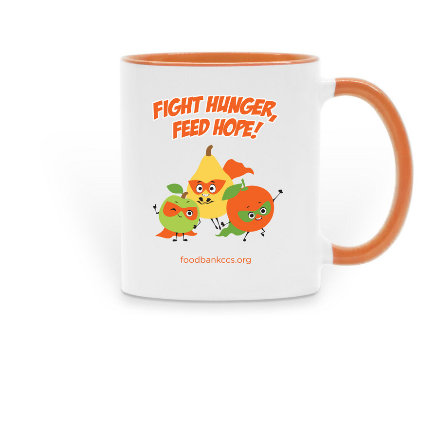 Hunger Action Heroes Mug, a Orange Two-Tone Ceramic Mug