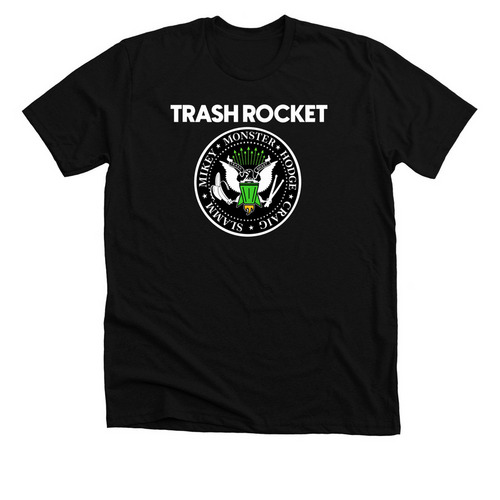 Trash Rocket Ramones Logo, a Solid Black Blend Premium Unisex Tee
