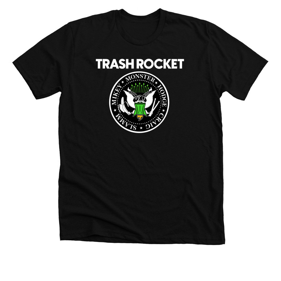 Trash Rocket Ramones Logo, a Solid Black Blend Premium Unisex Tee