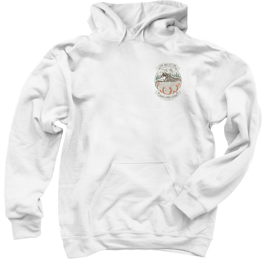 Live and Let Live Retreat, a White Pullover Hoodie