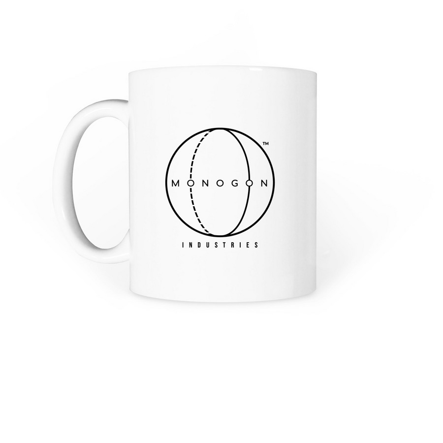 Boneworks MONOGON Mug, a White Coffee Mug (back-view)