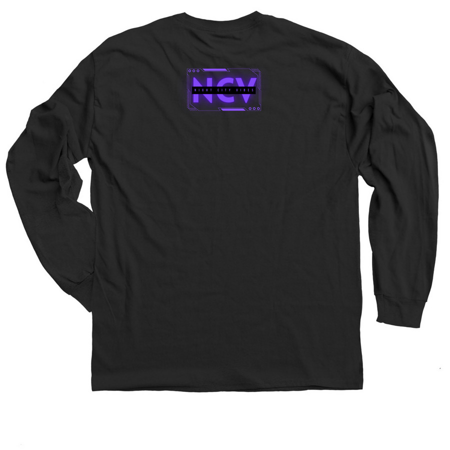 Original VOX Logo, a Black Classic Long Sleeve Tee (back-view)