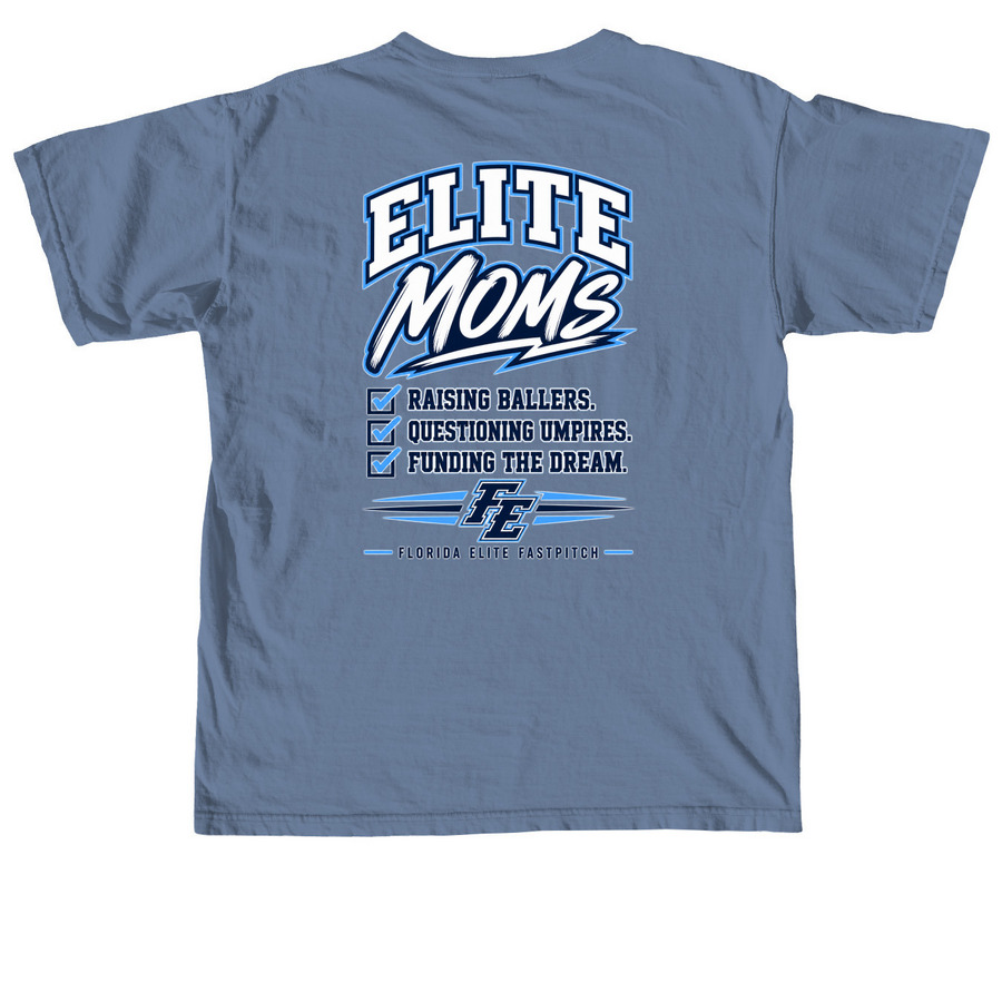 Florida Elite Moms - Dark, a Blue Jean Comfort Colors Unisex Tee (back-view)