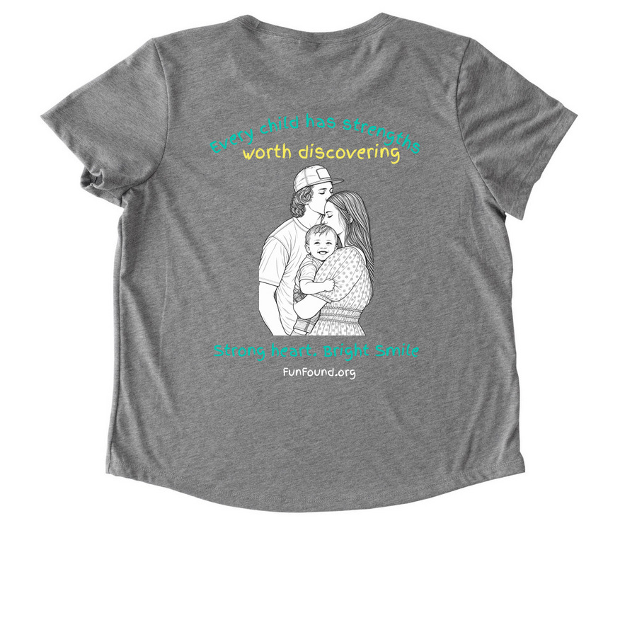 Strong heart. Bright smile, a Aluminum Grey Allmade Eco Triblend Women?s Scoop Neck Tee (back-view)
