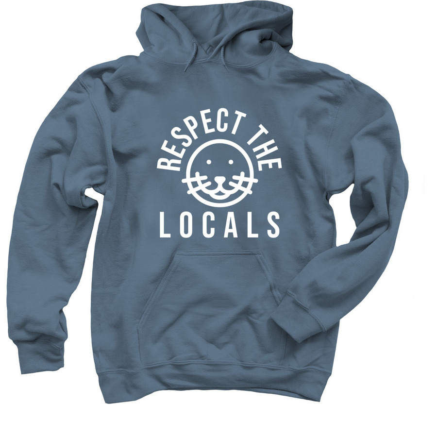 Respect The Locals-dark colors, a Indigo Pullover Hoodie