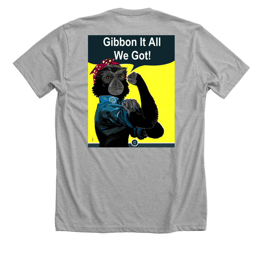 SAFE Gibbon - Rosie the Gibbon, a Athletic Heather Premium Unisex Tee (back-view)