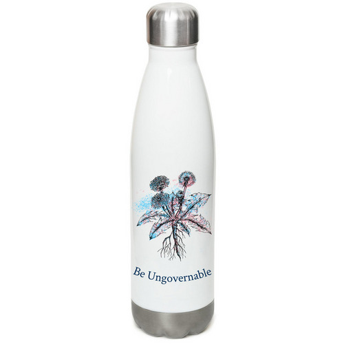 Water bottle - Splatter Flower, a White Stainless Steel Water Bottle