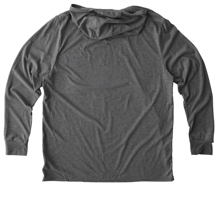 Second Harvest Hoodie Tee, a Aluminum Grey Allmade Eco Triblend Hoodie Tee (back-view)