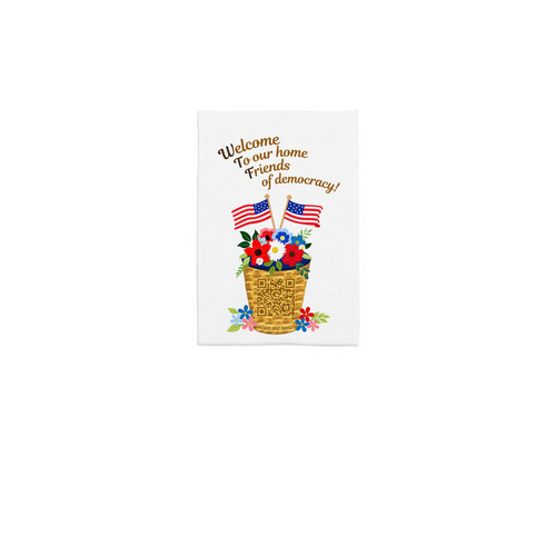 Patriotic Flowers yard flag&nbsp;, a White 12" x 18" Yard Flag