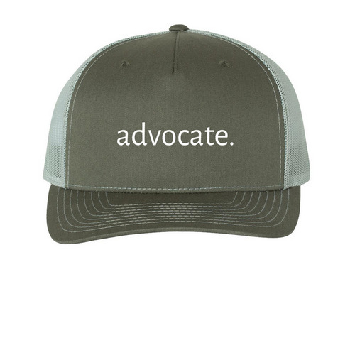 advocate. trucker hat, a Beetle/ Quarry Printed Five-Panel Trucker Cap