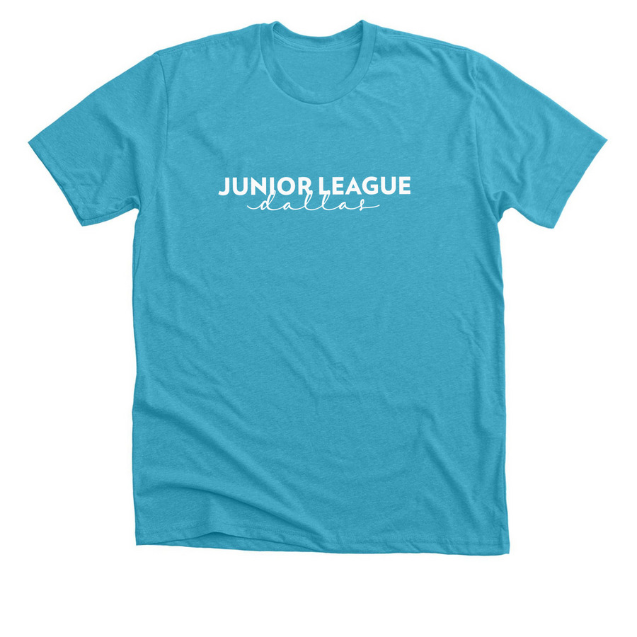 Junior League Dallas Script, a Heather Aqua Premium Unisex Tee