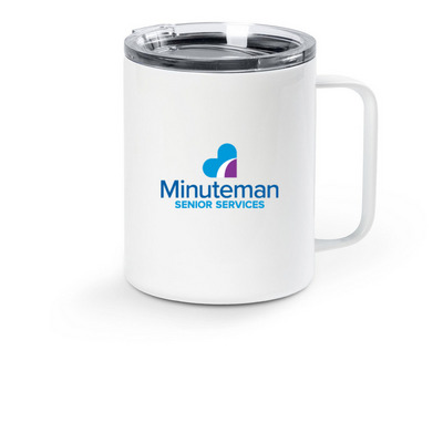 Minuteman Senior Services Travel Tumbler, a White Stainless Steel Travel Mug